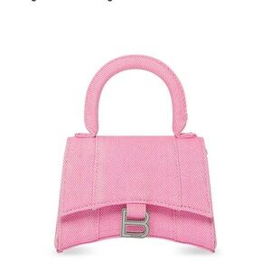 Balenciaga Pink Mini Denim Hourglass Top Handle Crossbody Bag